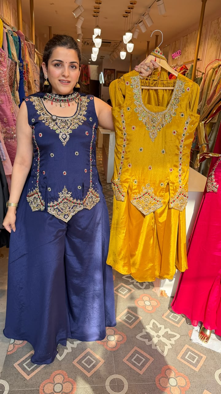 Short Kurti peplum-style designed Palazzo Suit Set