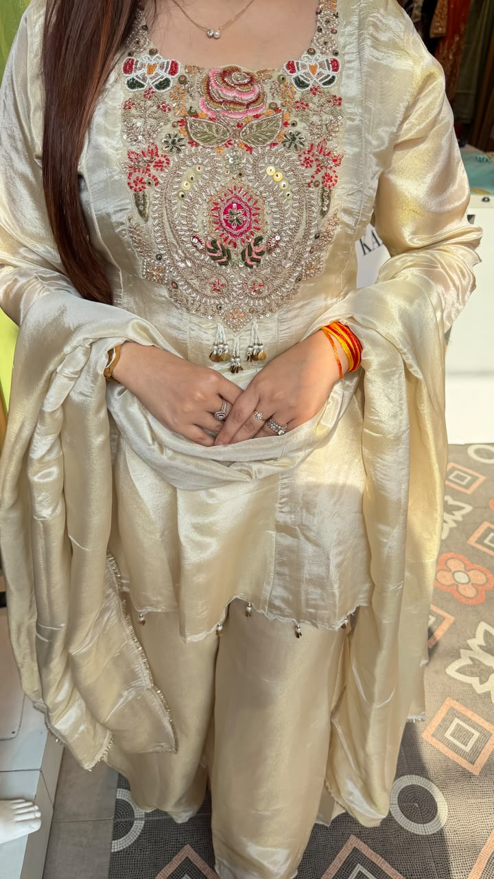Ivory Royale Embroidered Silk Suit