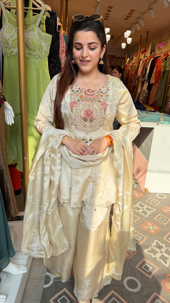 Ivory Royale Embroidered Silk Suit
