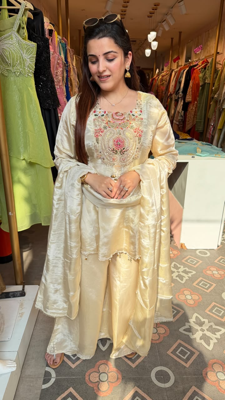 Ivory Royale Embroidered Silk Suit