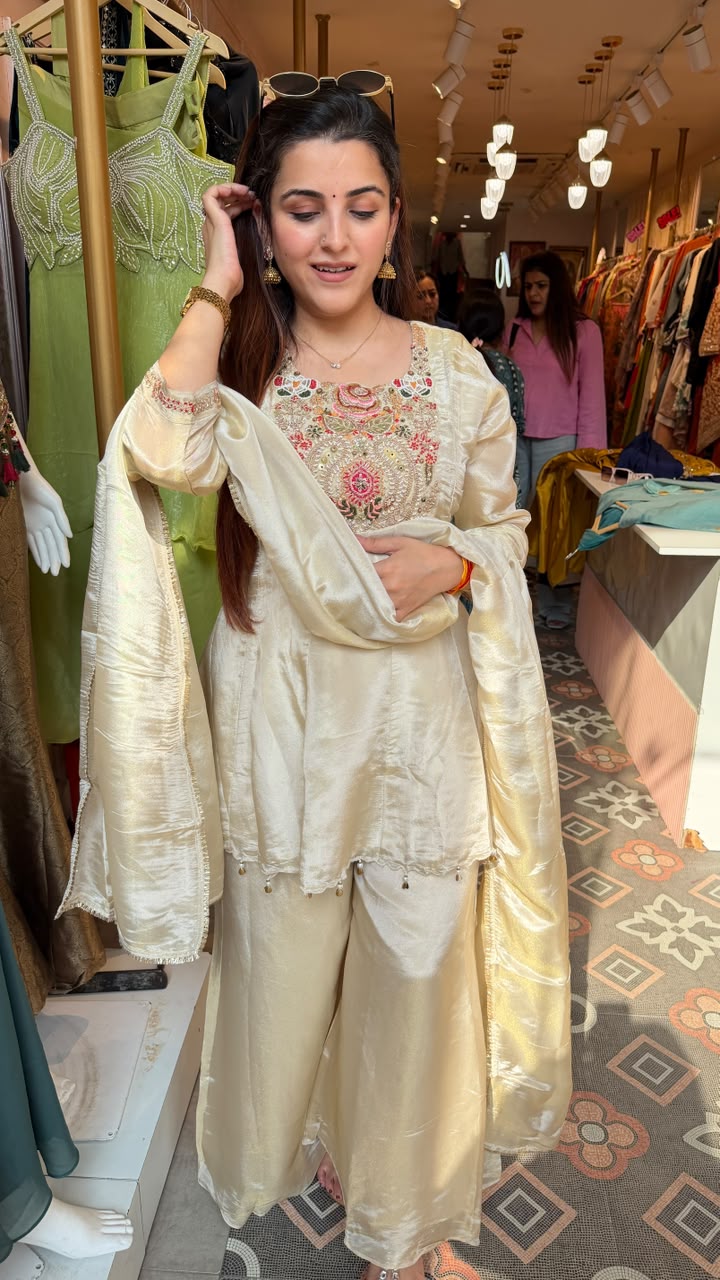 Ivory Royale Embroidered Silk Suit
