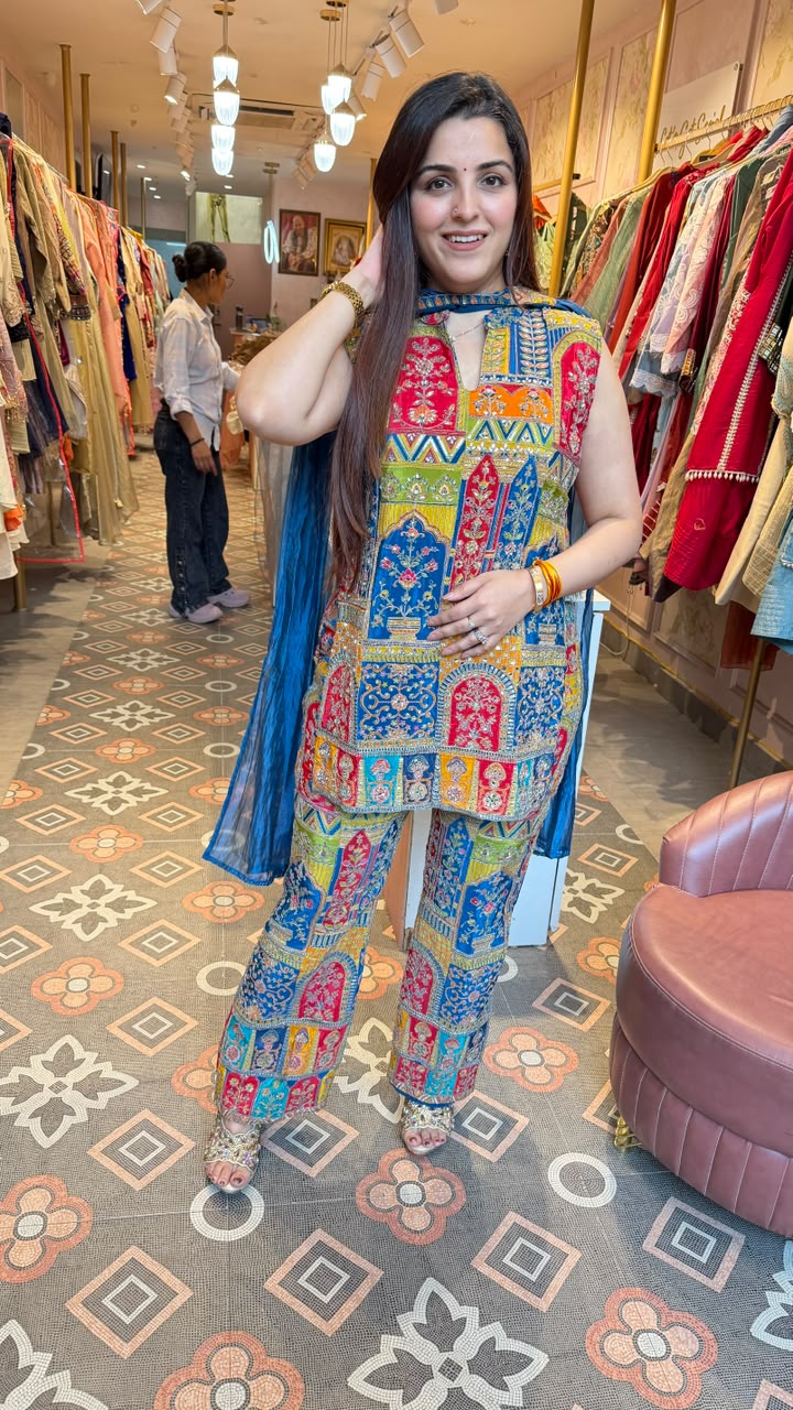 Multicolour Patchwork Embroidered Co-ord Set