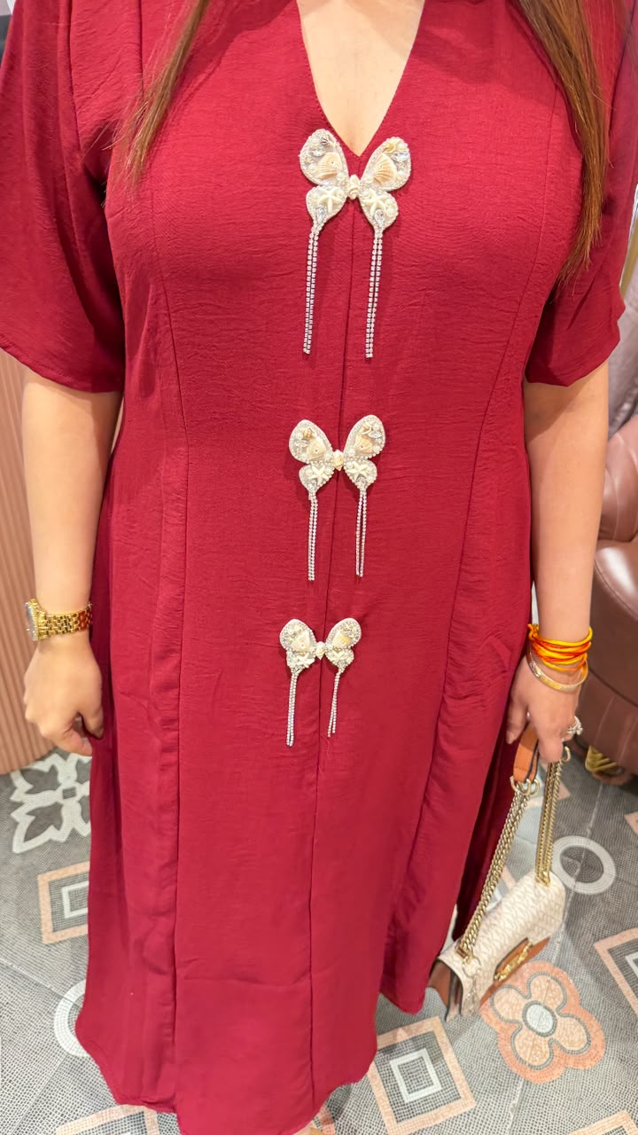 Burgundy Bow Charm Dress