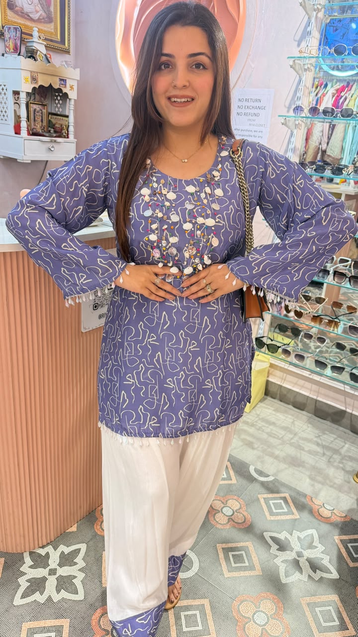 Indo-Western Printed Kurta with Coordinated Palazzo