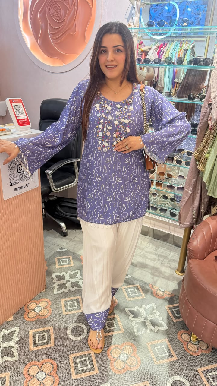 Indo-Western Printed Kurta with Coordinated Palazzo