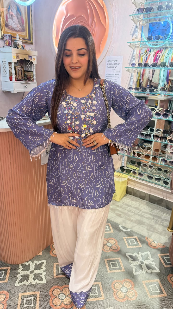 Indo-Western Printed Kurta with Coordinated Palazzo