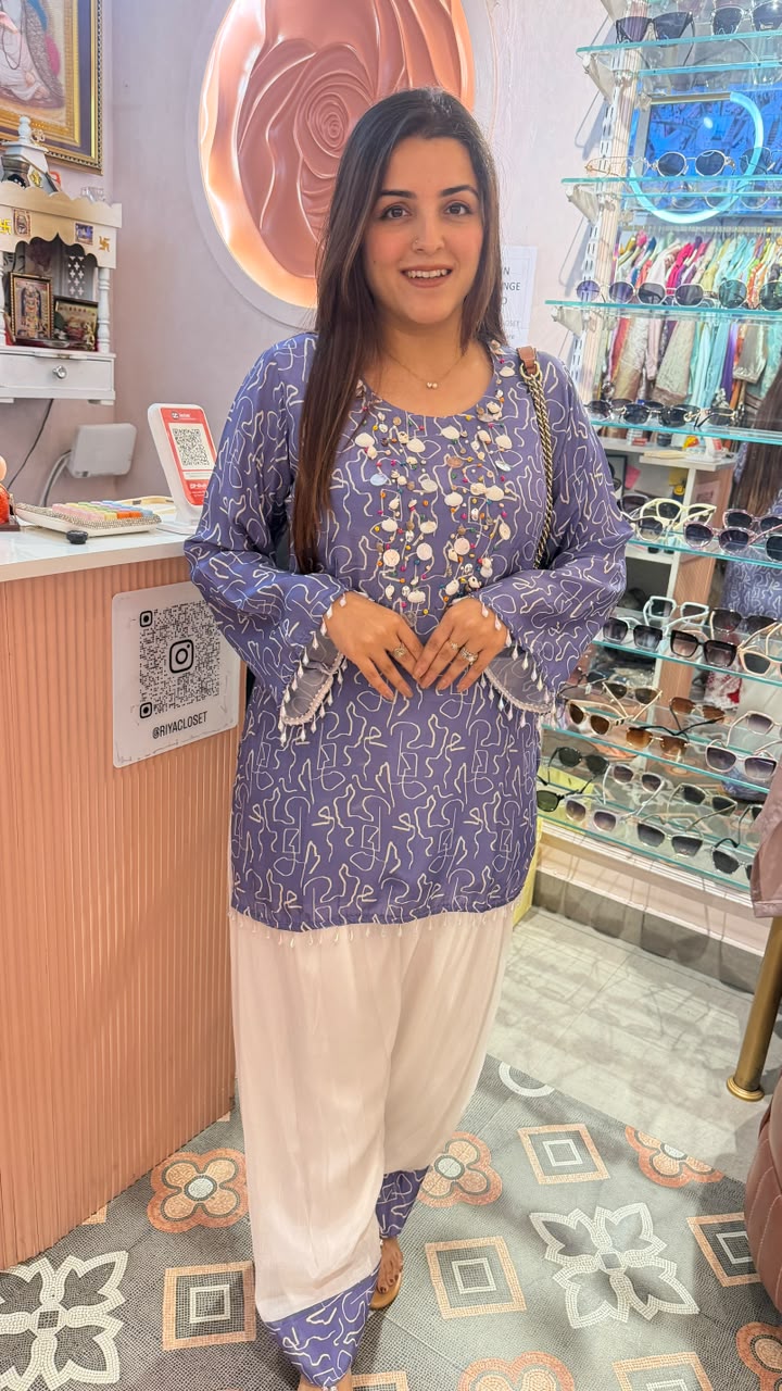 Indo-Western Printed Kurta with Coordinated Palazzo