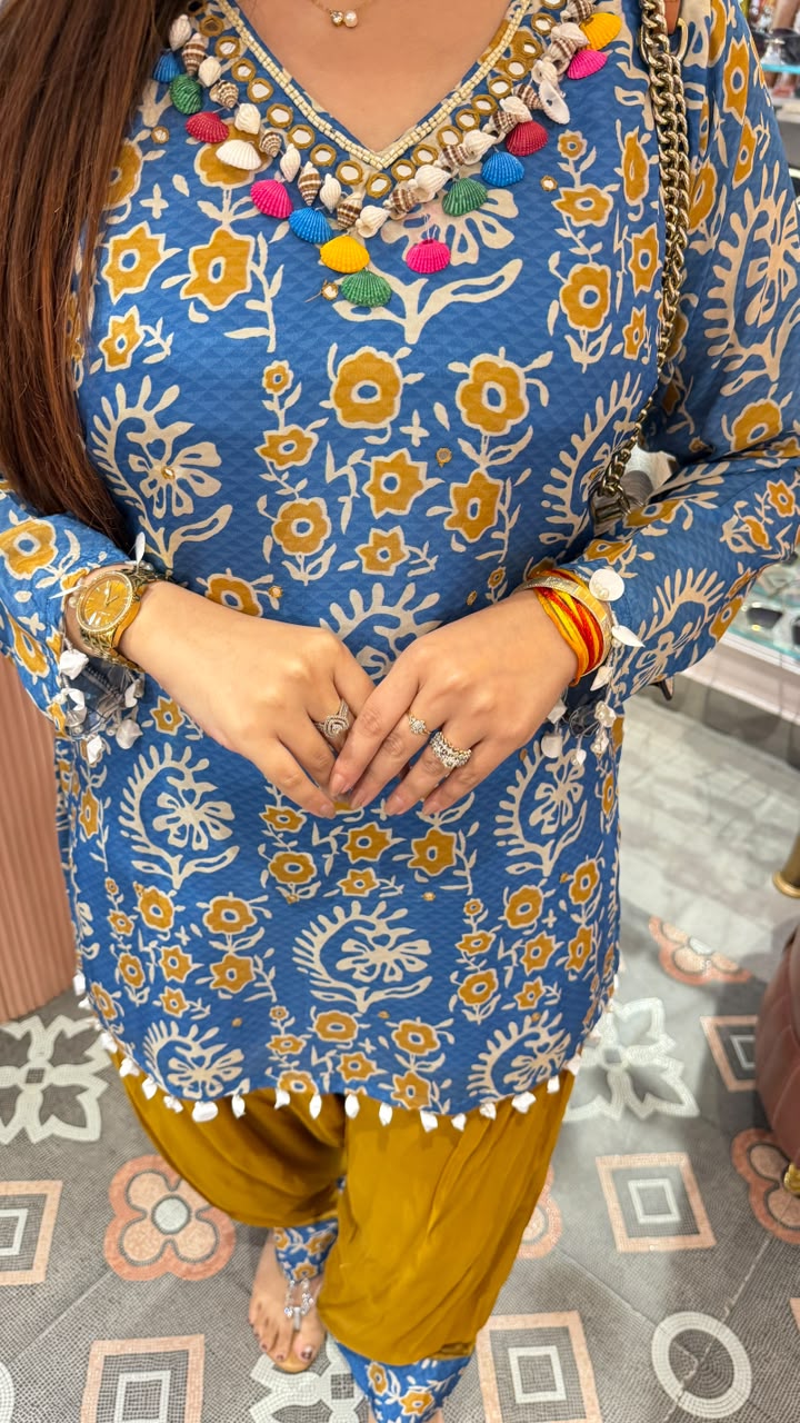 Printed Straight Kurta with Salwar Pants