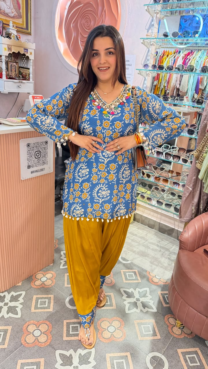 Printed Straight Kurta with Salwar Pants