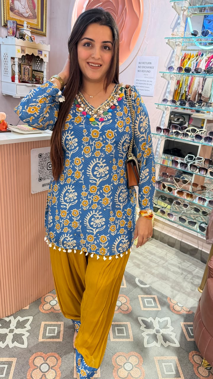 Printed Straight Kurta with Salwar Pants