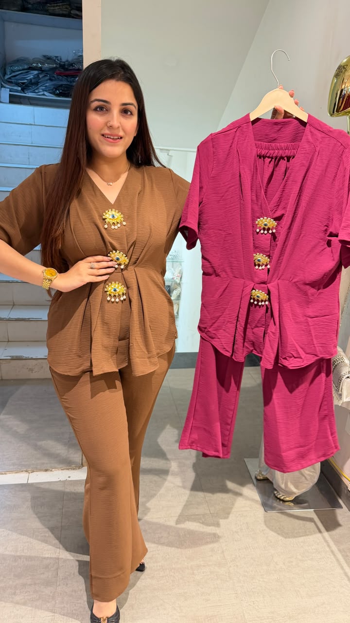 Brown Peplum Co-Ord Set