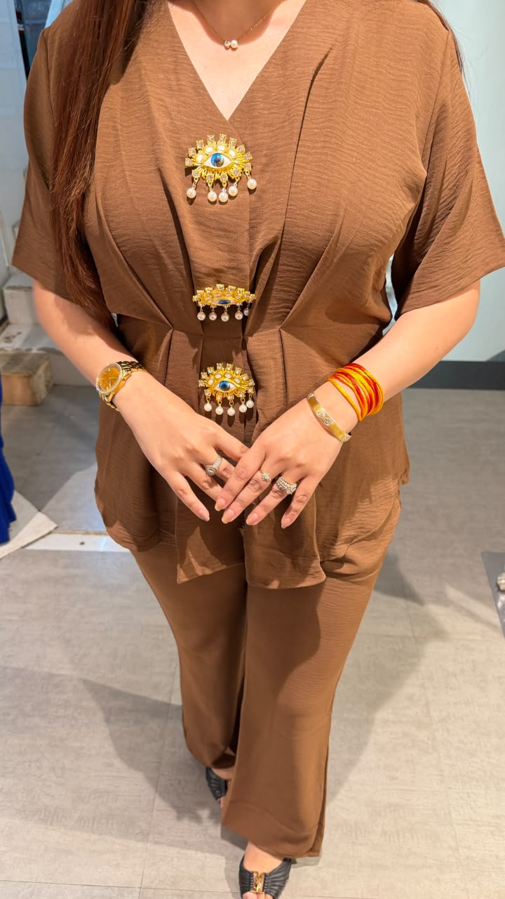 Brown Peplum Co-Ord Set
