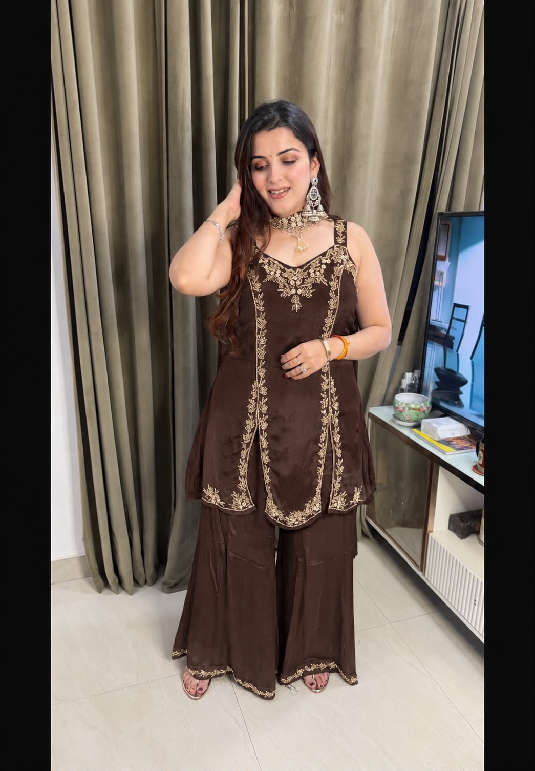 Royal cobalt Blue Embroidered Peplum Sharara Set