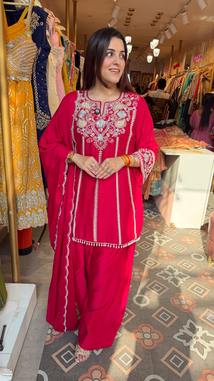 Embroidered Punjabi Suit with Patiala Salwar