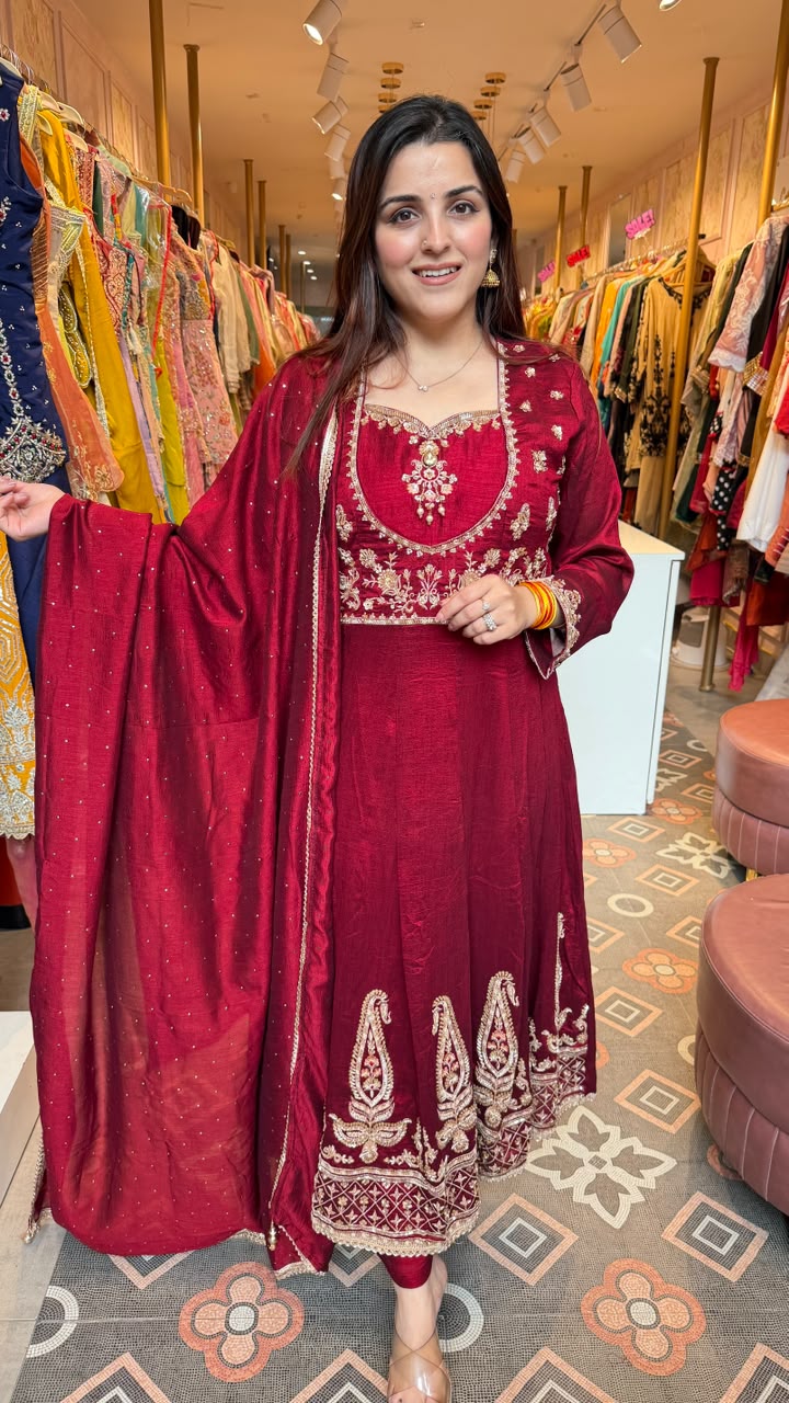 Embroidered pulse Anarkali Suit