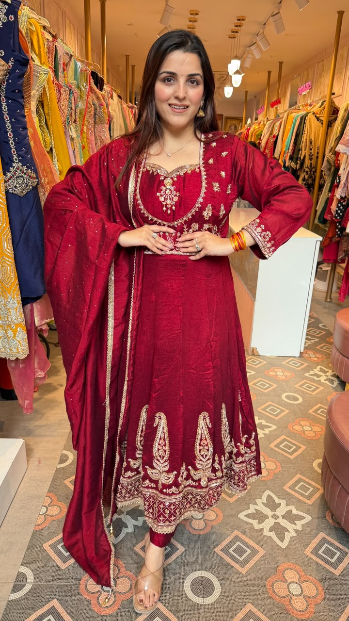 Embroidered pulse Anarkali Suit