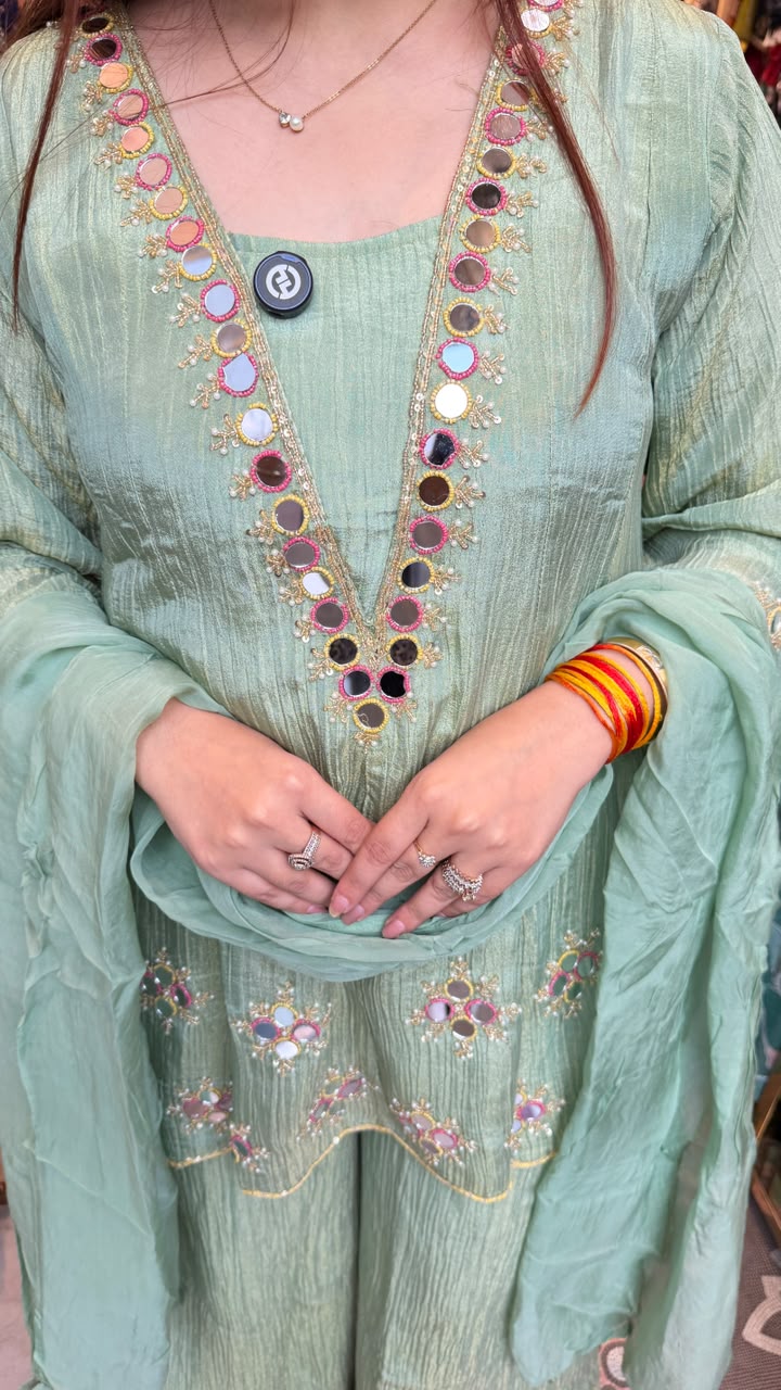 Mirror-Work Kurta Palazzo Set