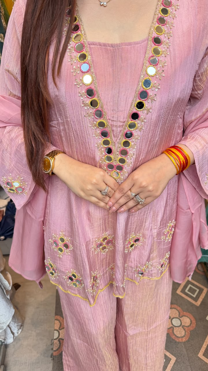 Mirror-Work Kurta Palazzo Set