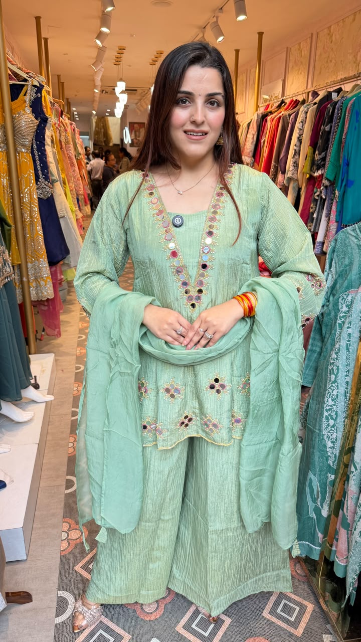 Mirror-Work Kurta Palazzo Set