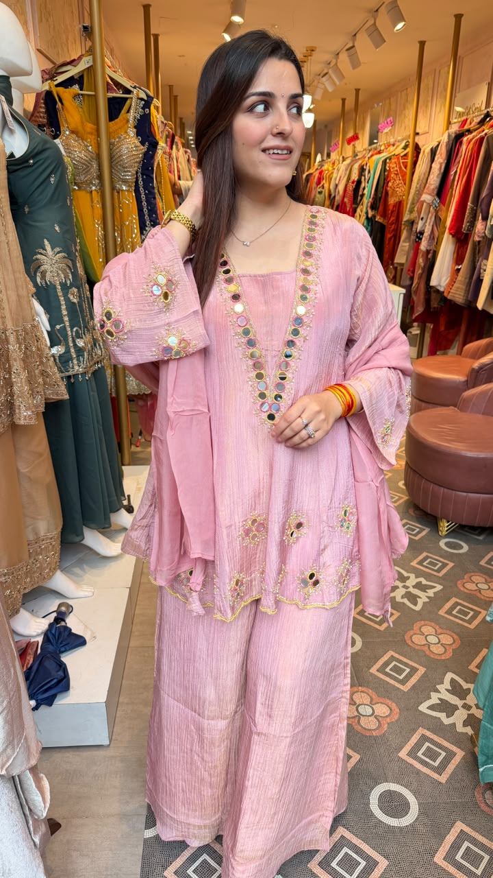 Mirror-Work Kurta Palazzo Set