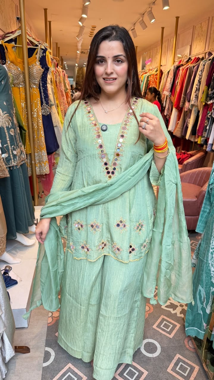 Mirror-Work Kurta Palazzo Set