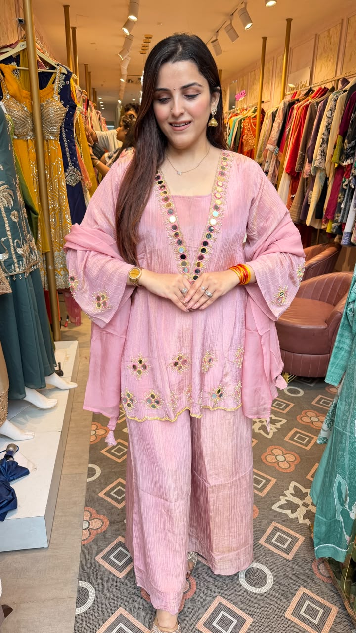 Mirror-Work Kurta Palazzo Set