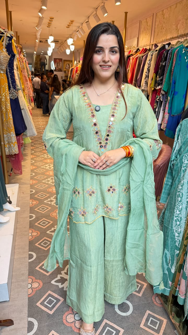 Mirror-Work Kurta Palazzo Set