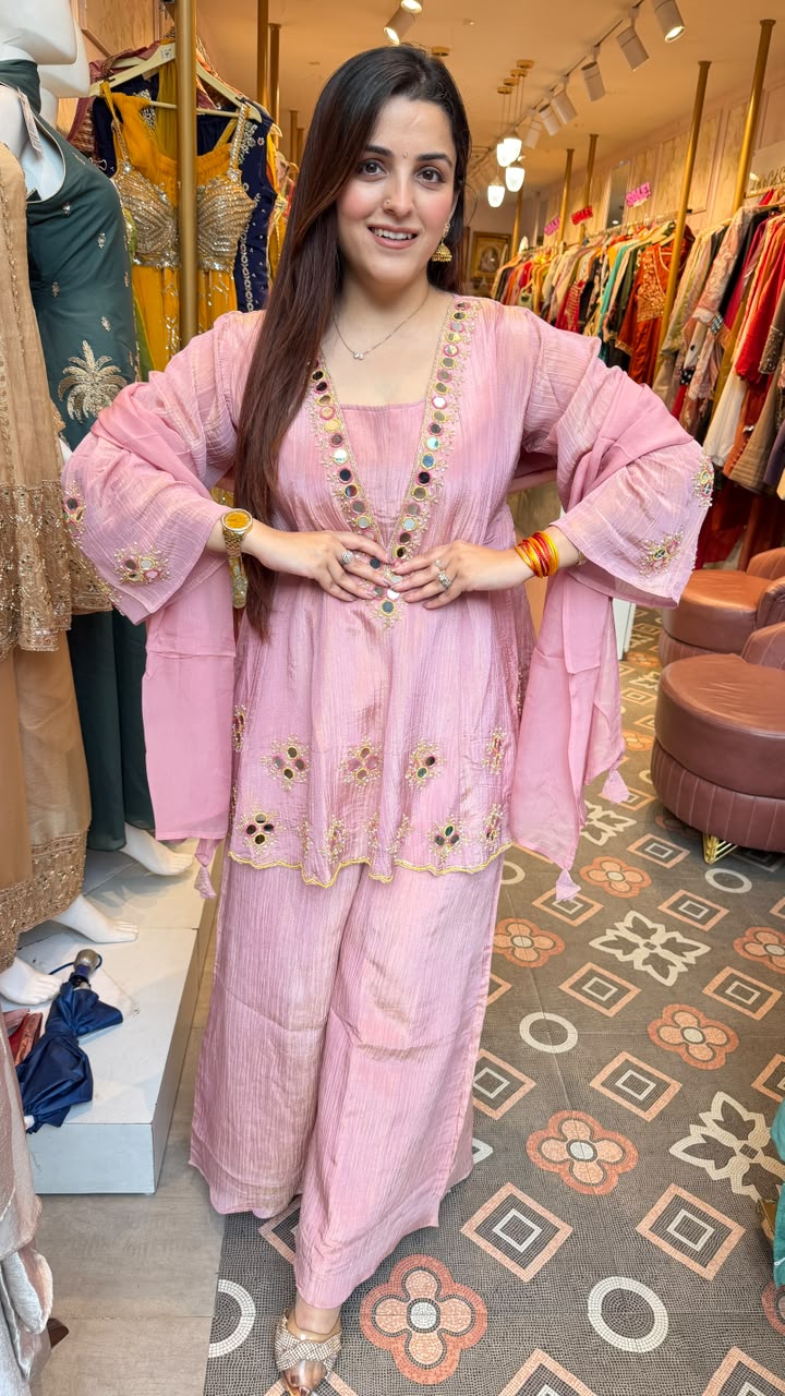 Mirror-Work Kurta Palazzo Set