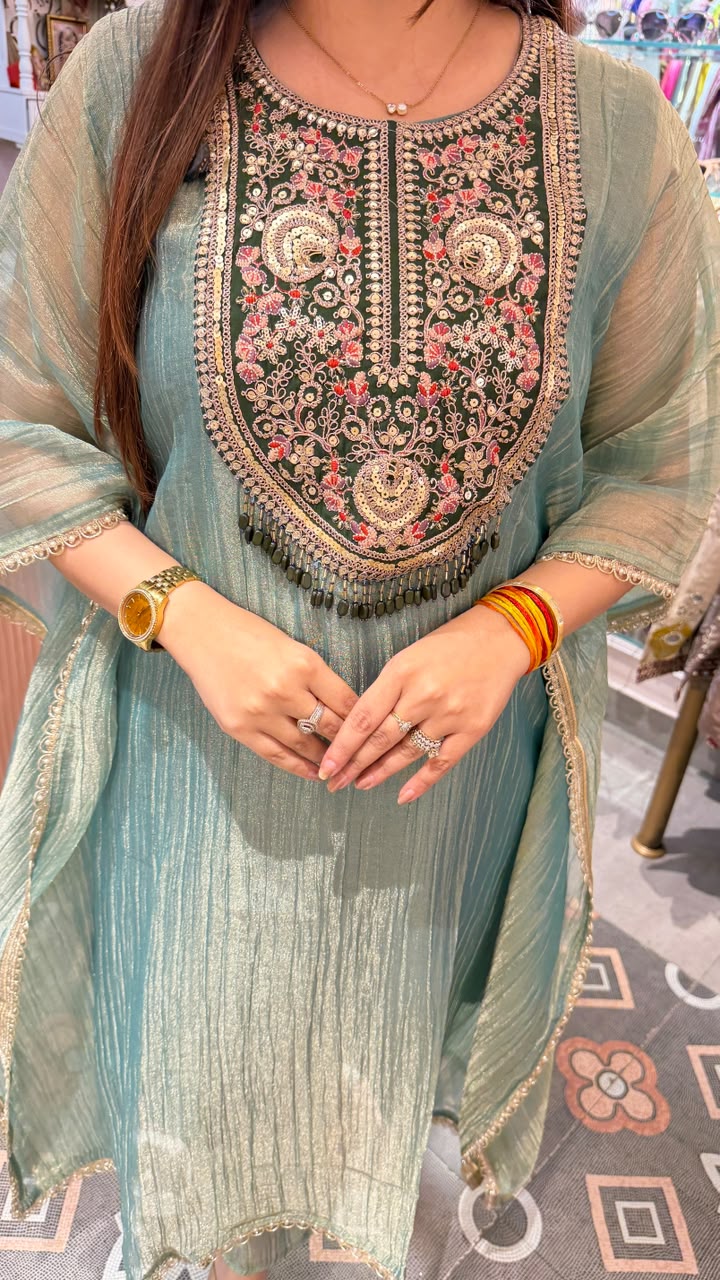 Embroidered Anarkali Kurta Set with Dupatta