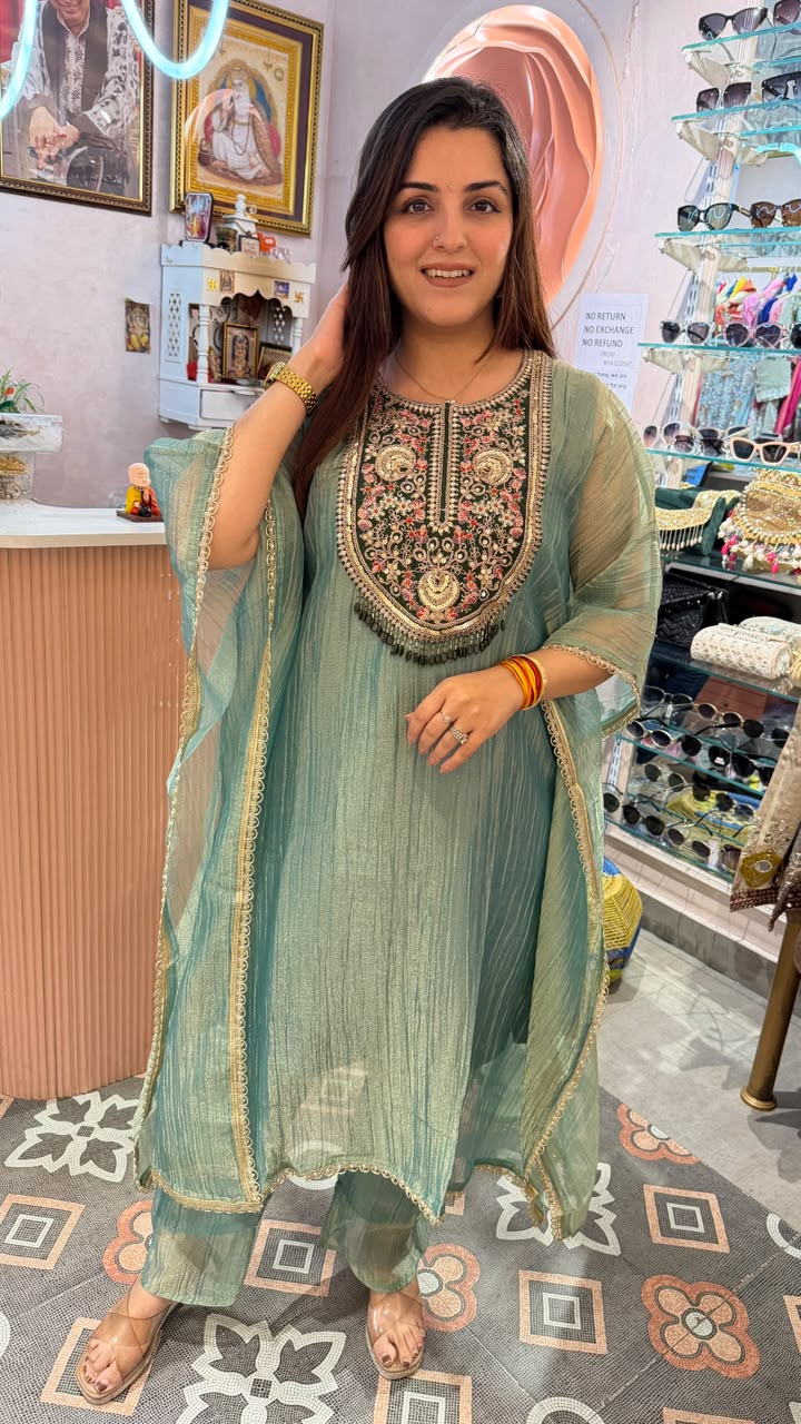 Embroidered Anarkali Kurta Set with Dupatta