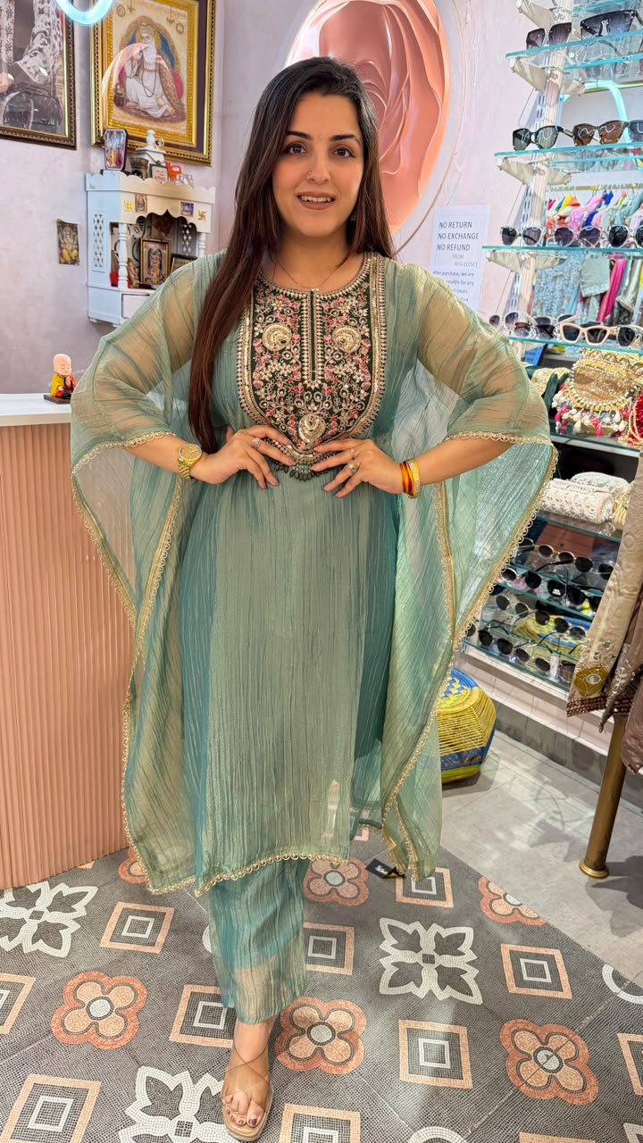 Embroidered Anarkali Kurta Set with Dupatta