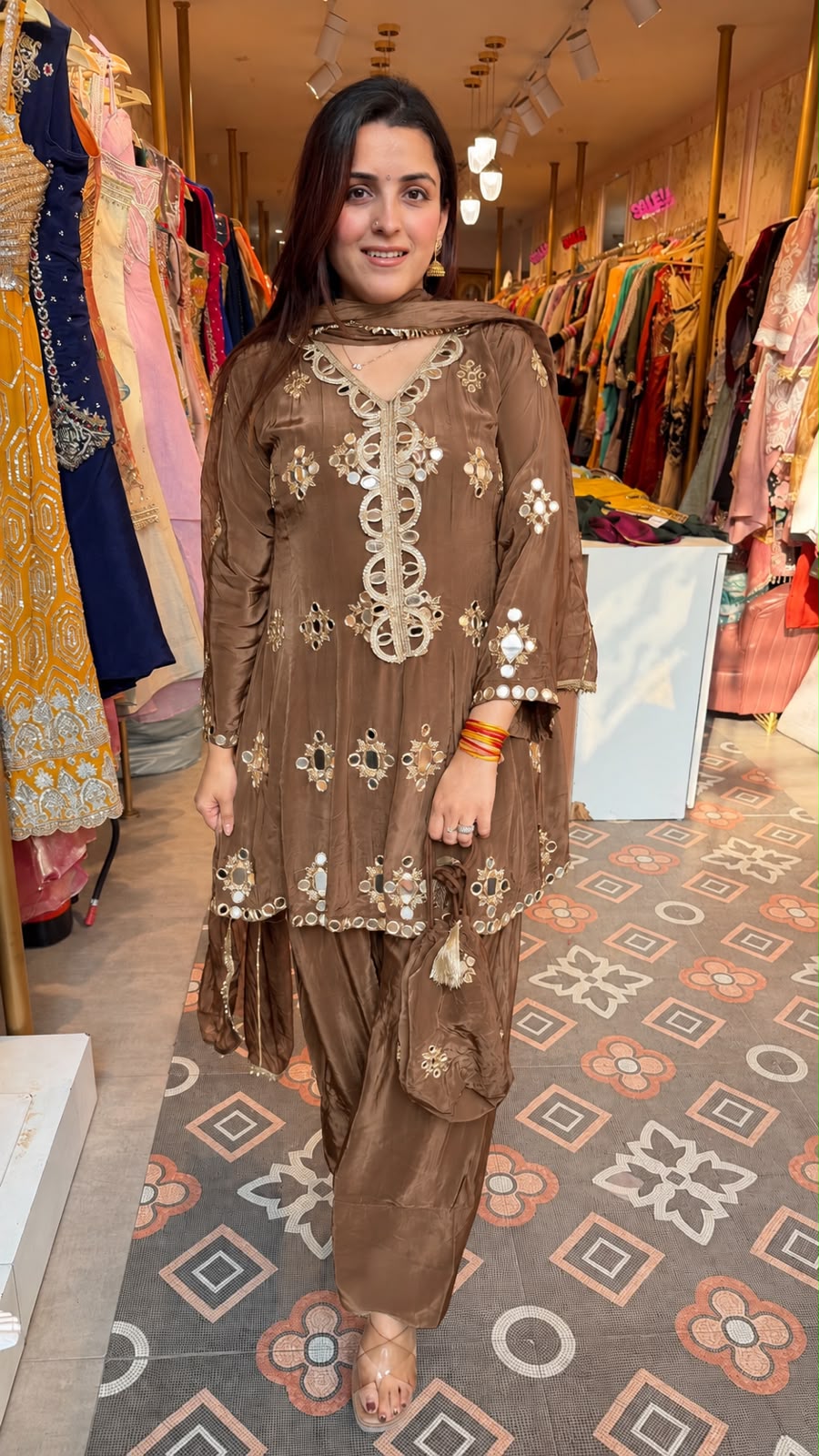 Mirror Work Patiala Salwar Suit