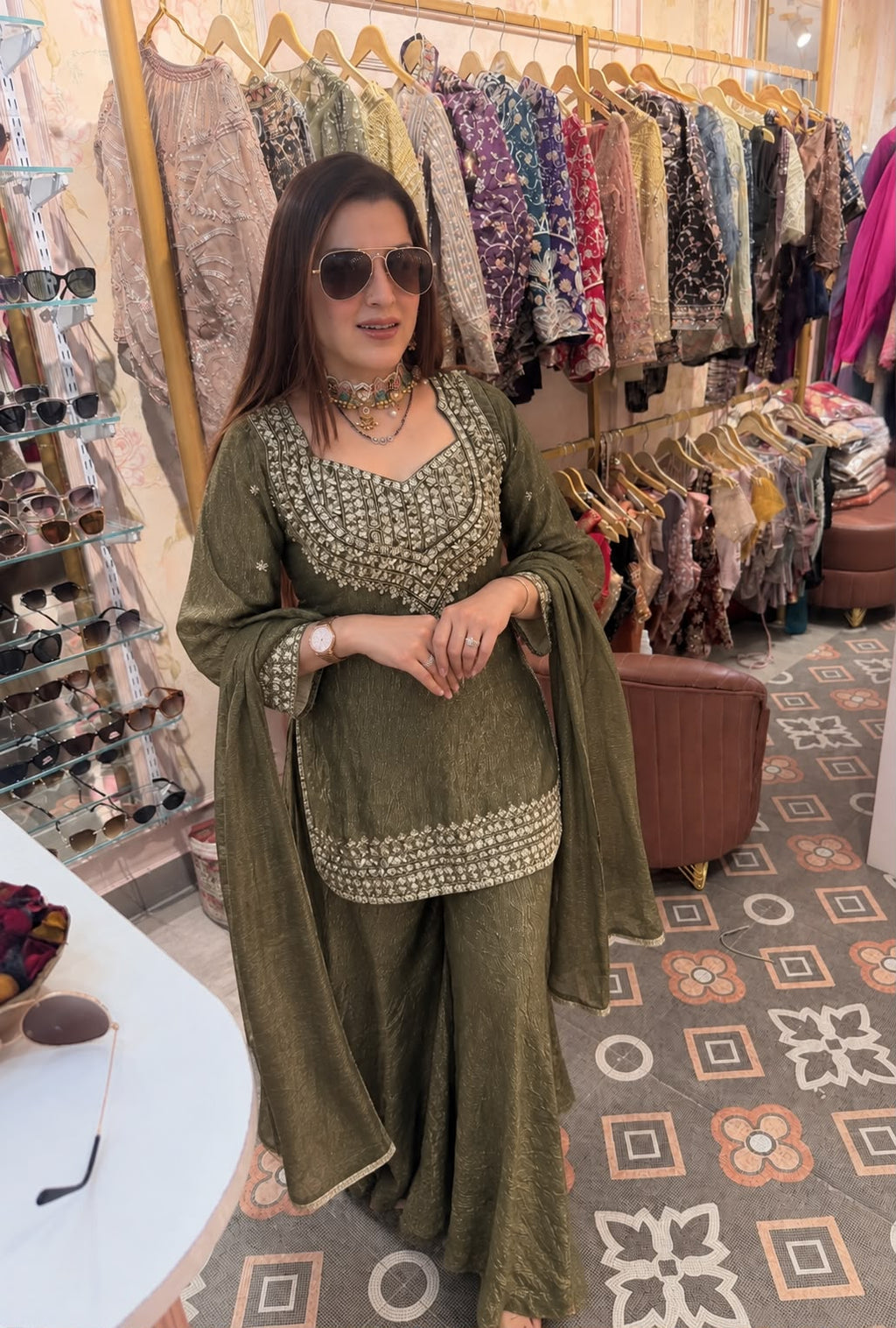 Hand-Embellished Kurta Sharara Set