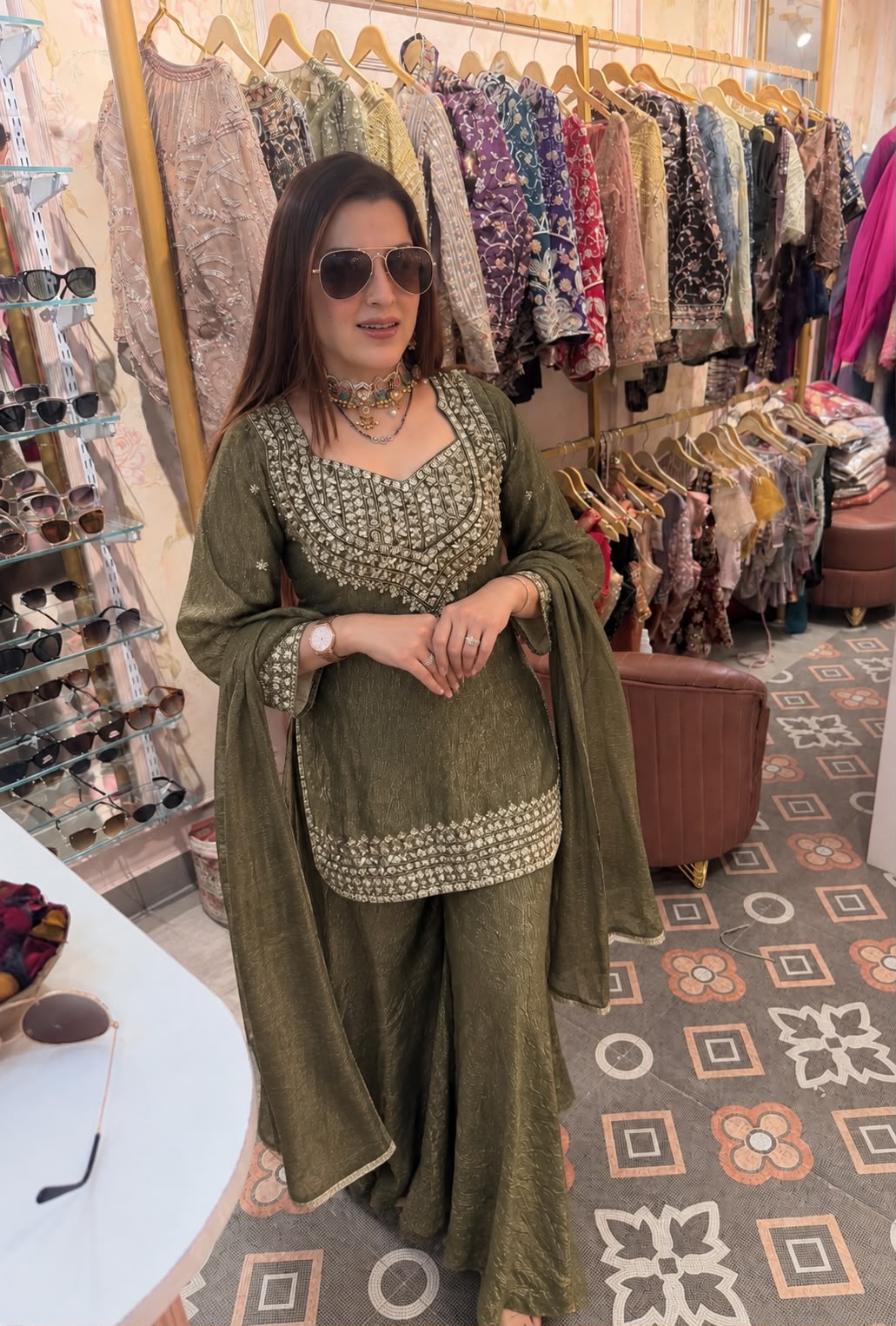 Hand-Embellished Kurta Sharara Set