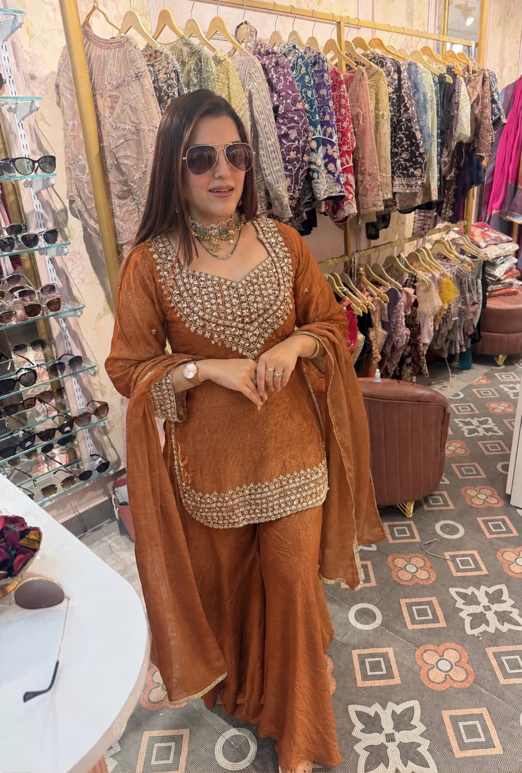 Hand-Embellished Kurta Sharara Set