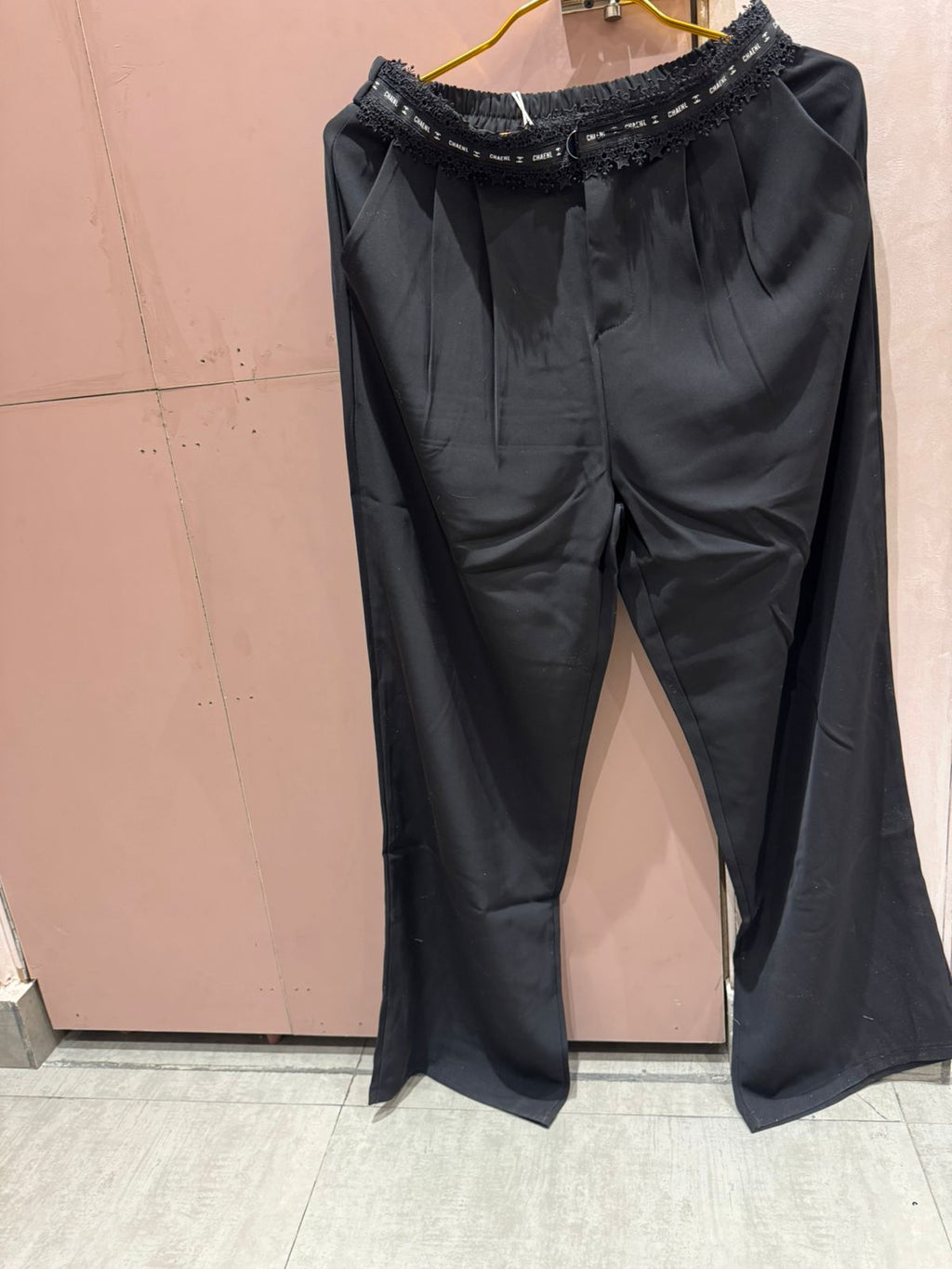 channel High-Waist Wide Leg Pants