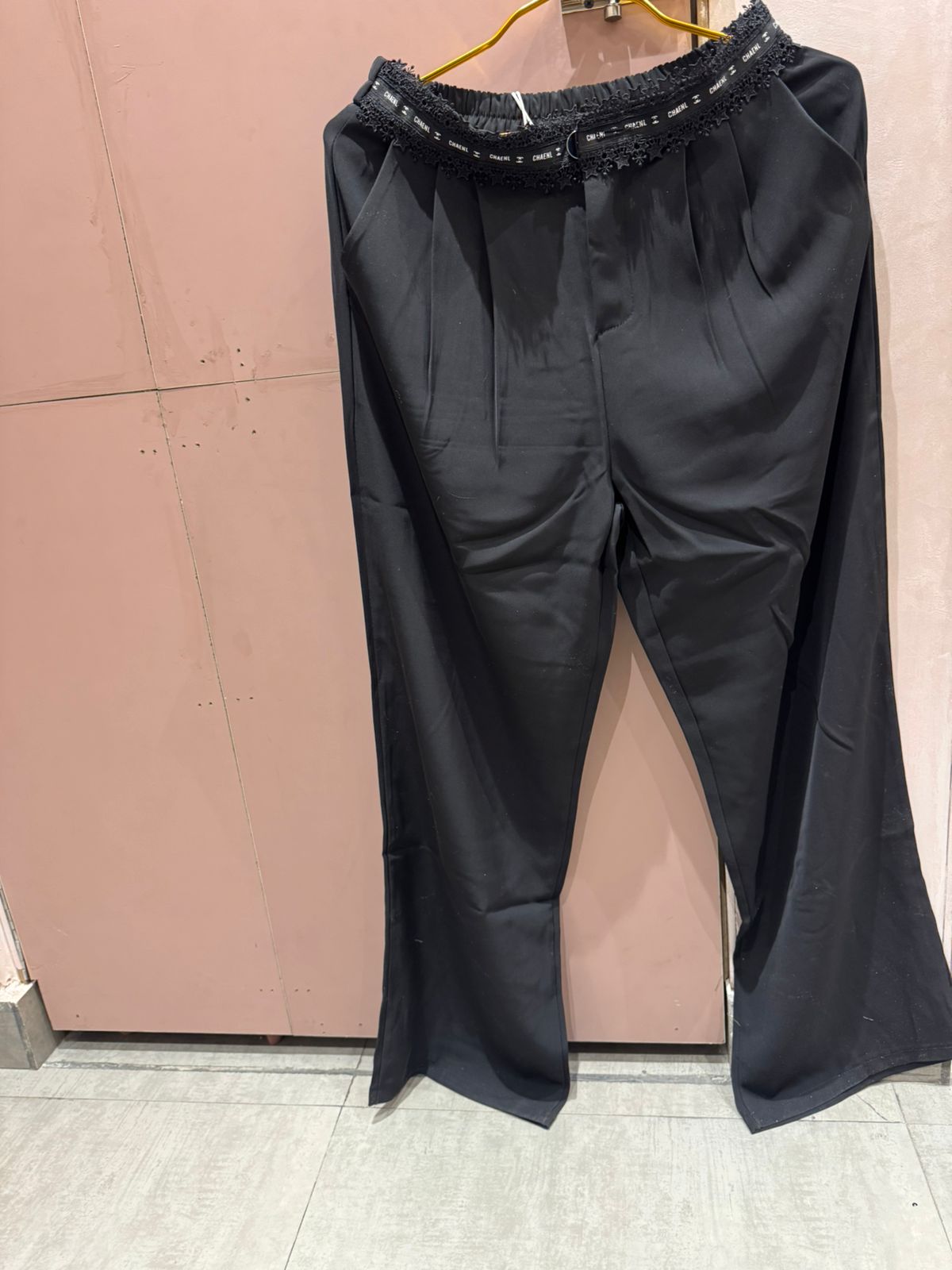 channel High-Waist Wide Leg Pants