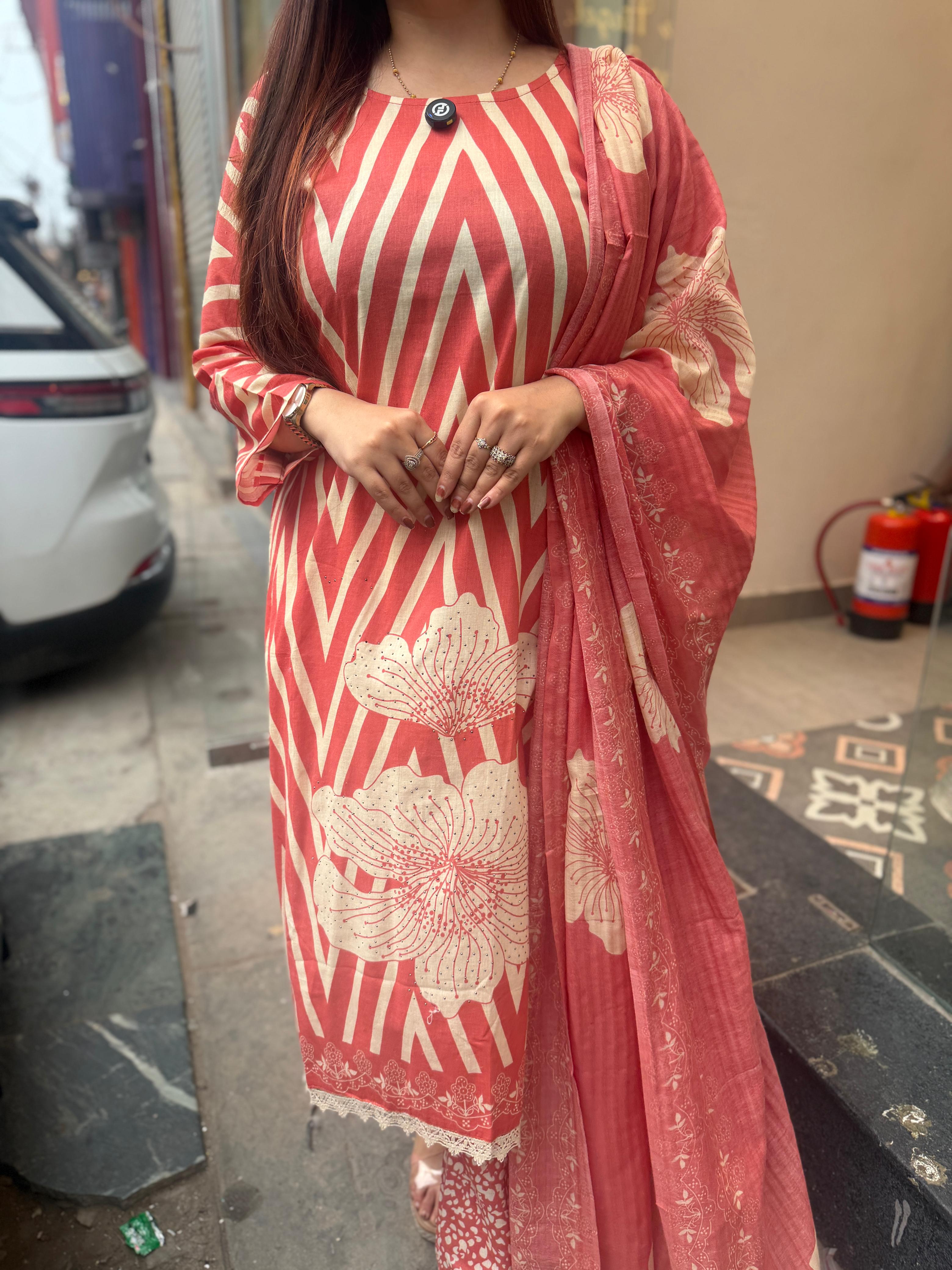 Coral Bloom Printed Suit Set