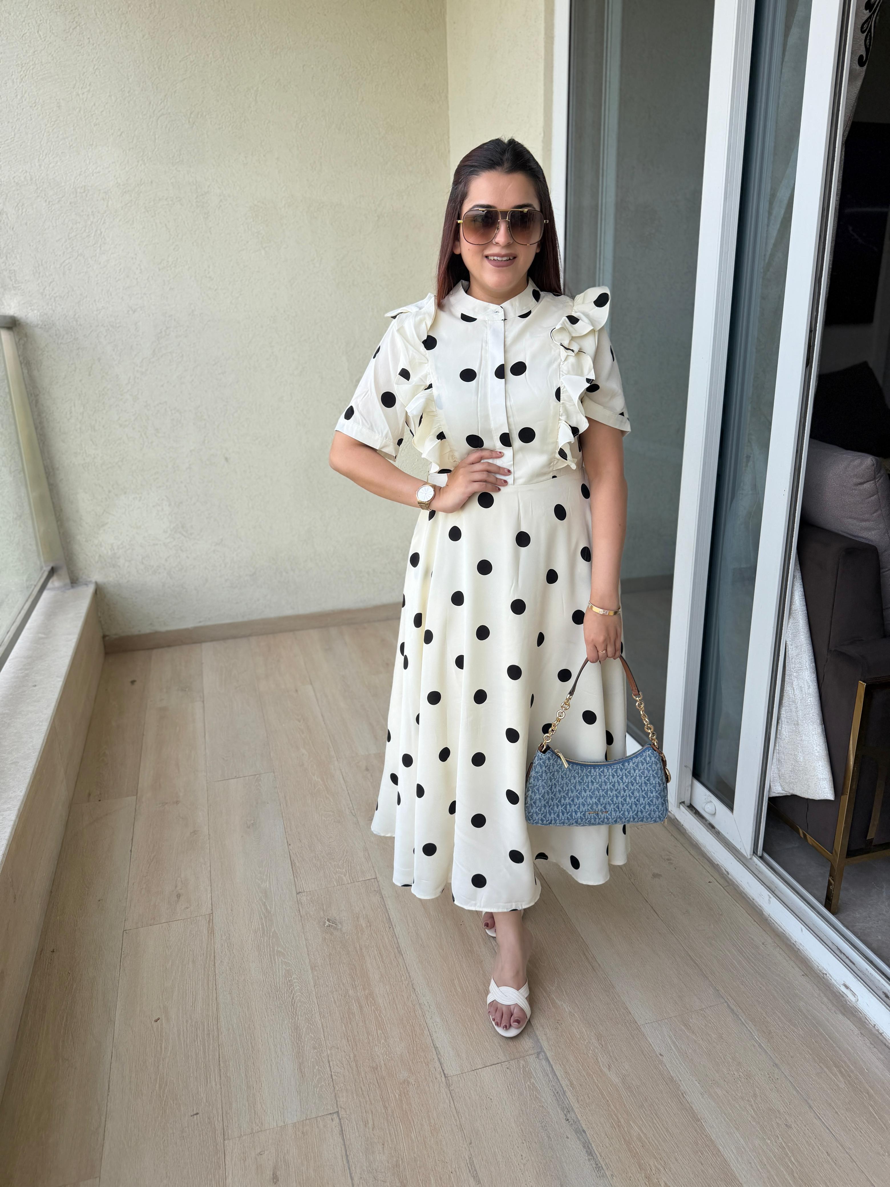 Monroe Polka Ruffle Maxi Dress