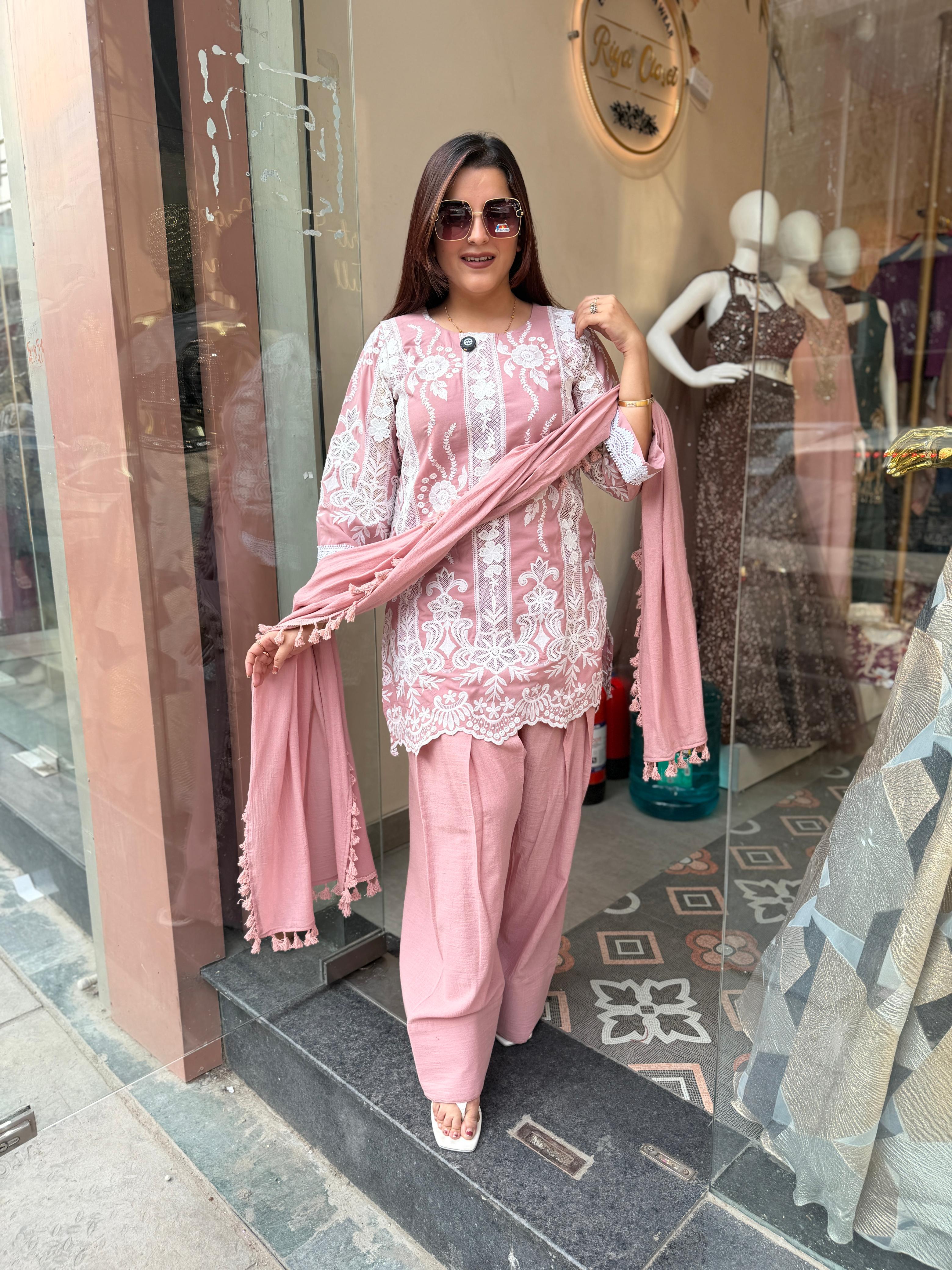 Rose Luxe Embroidered 3-Piece Suit Set