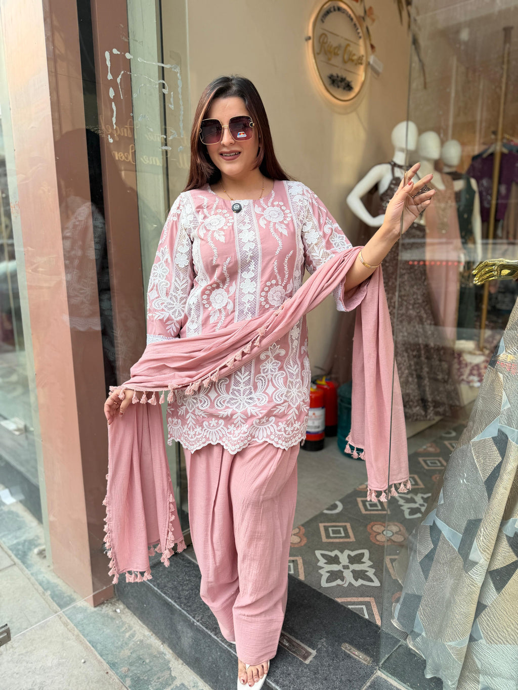 Rose Luxe Embroidered 3-Piece Suit Set
