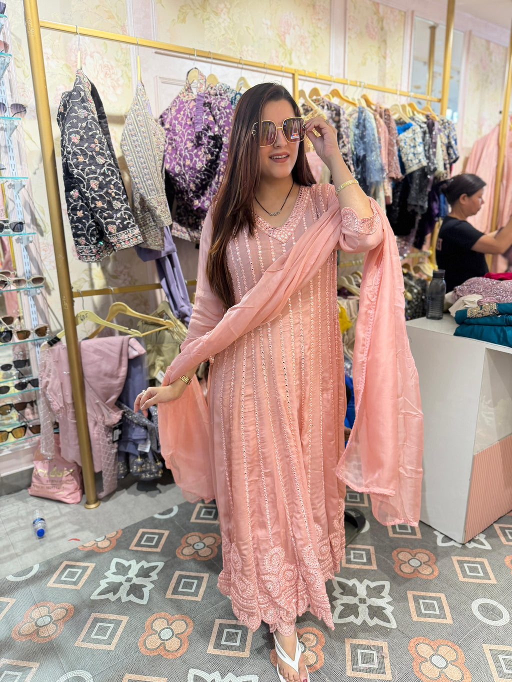 Zoy Mirror Embellished Anarkali Set