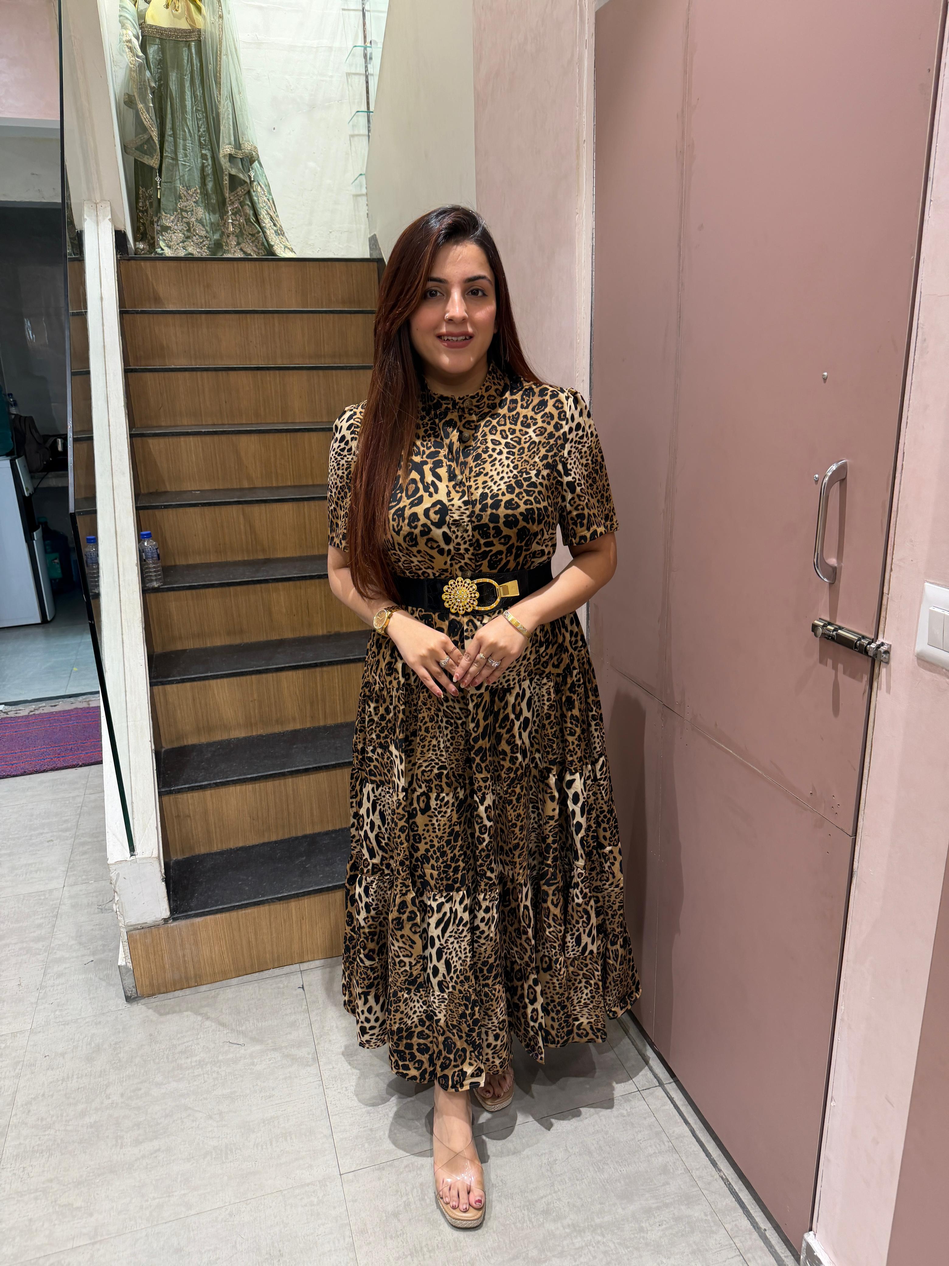 Wild  Leopard  Dress with Statement Belt