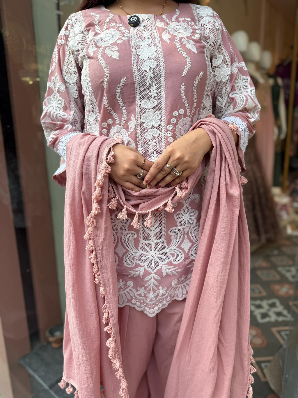 Rose Luxe Embroidered 3-Piece Suit Set