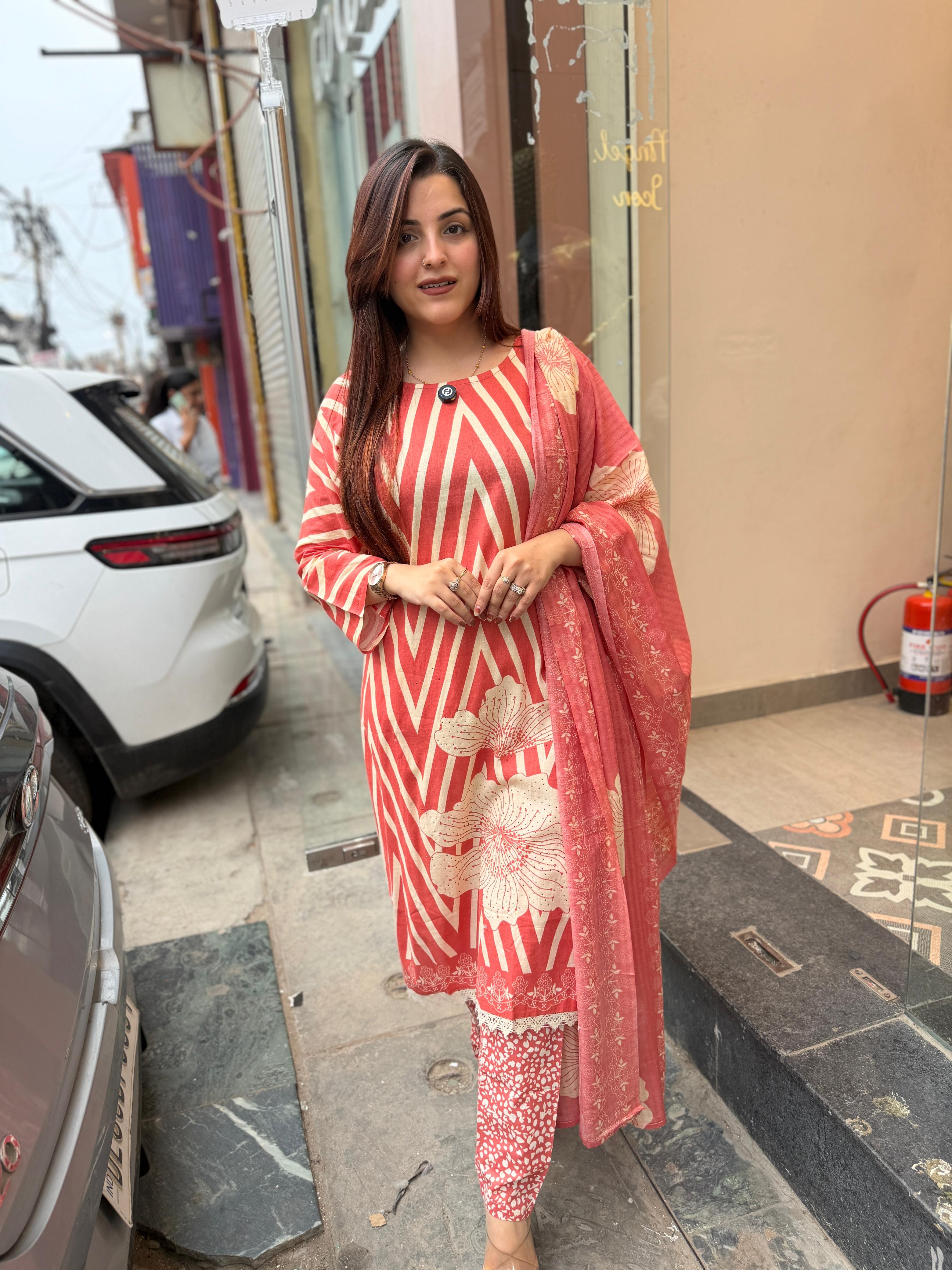 Coral Bloom Printed Suit Set
