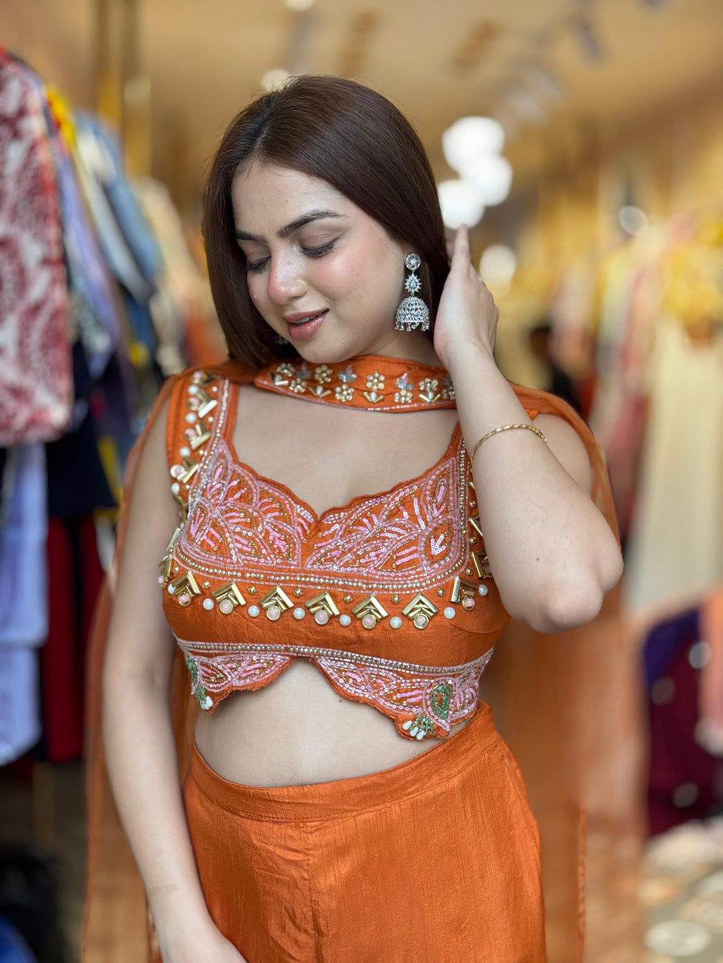 Sunset Glow Embroidered Sharara Set