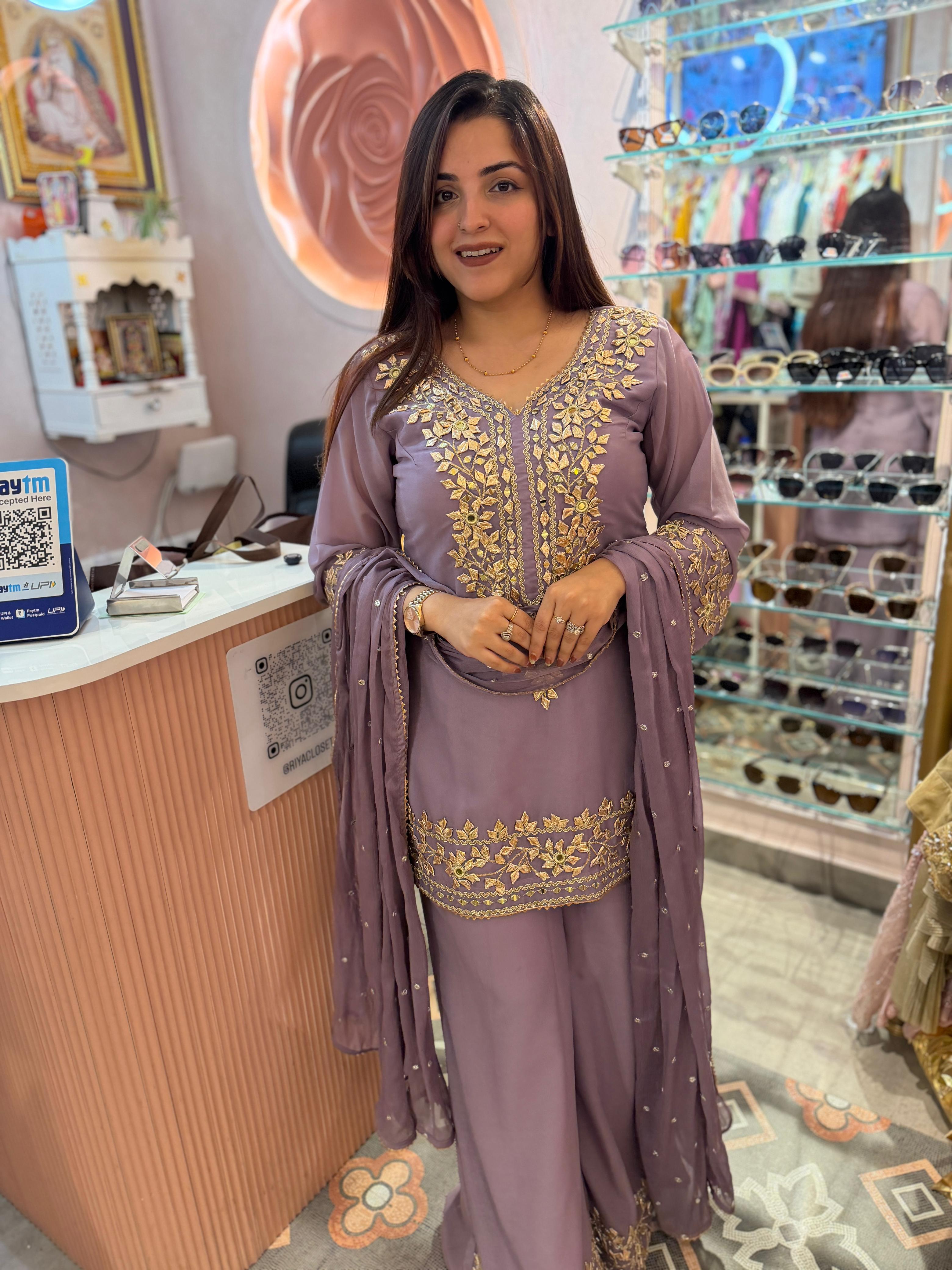 Amethyst Royale Embroidered Suit Set