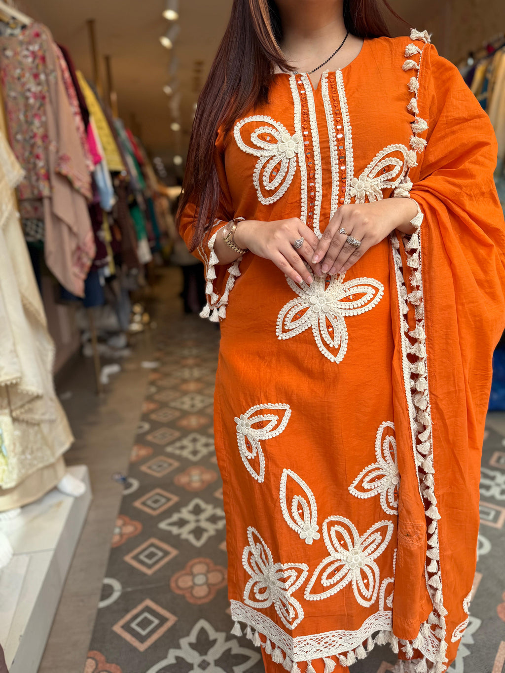 Sunset Floral Lace Kurta Set