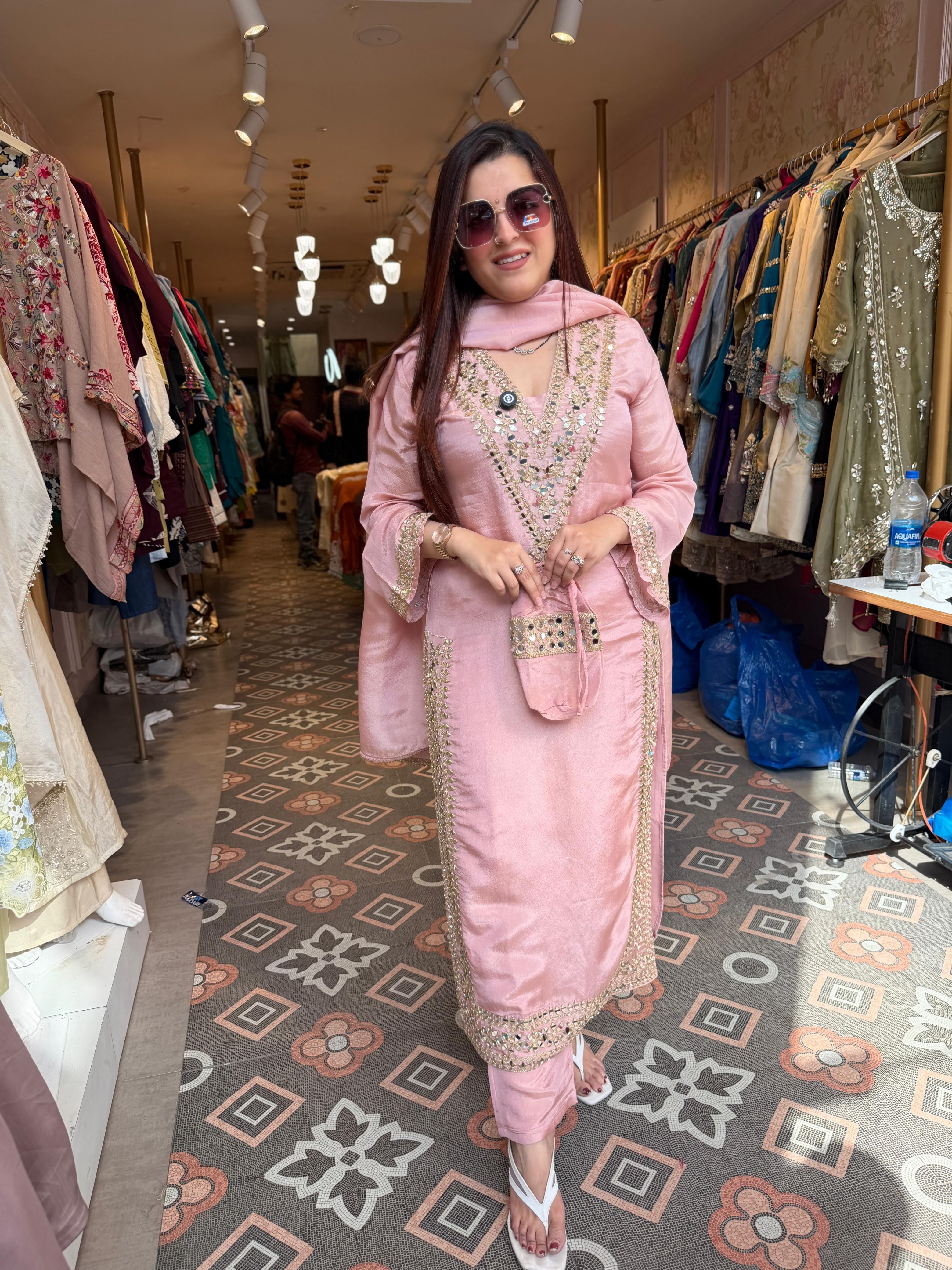 Maya Mirror Work Straight Suit Set