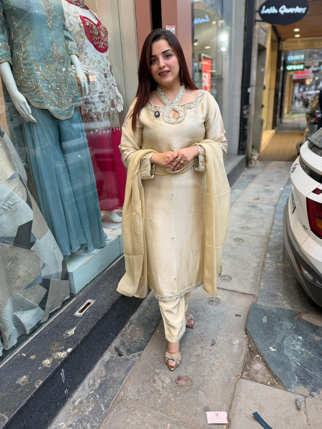 Royal Champagne Embellished Suit Set